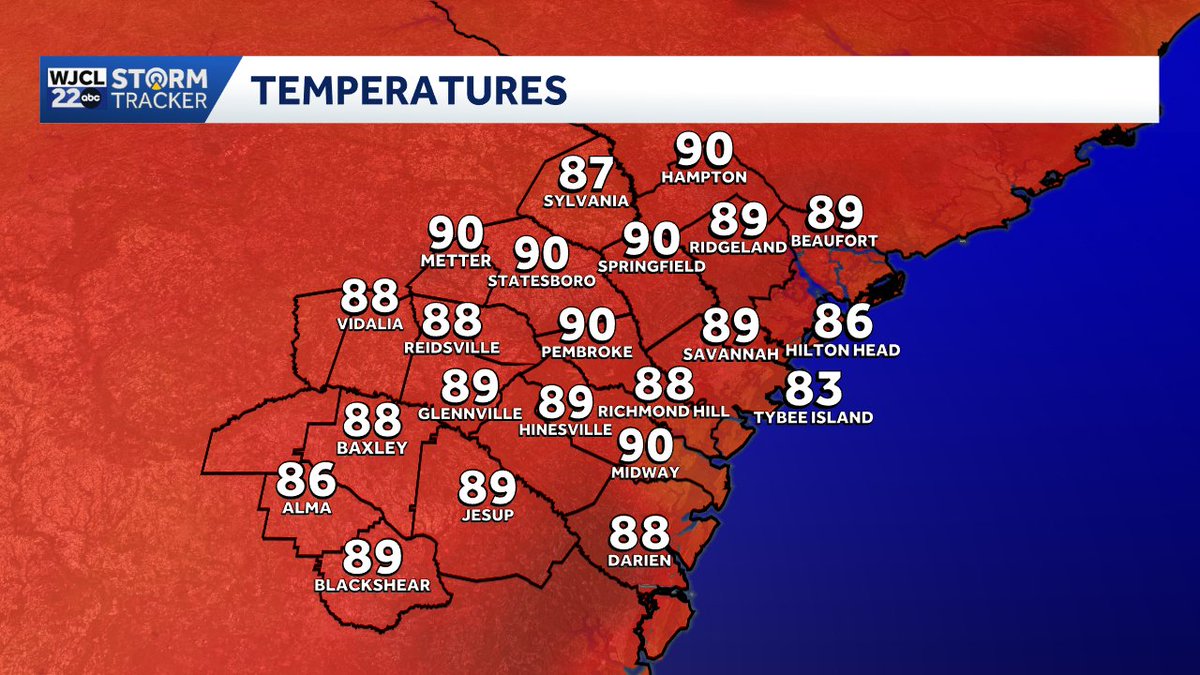 AustinGreenWX's tweet image. A few spots have already hit 90° this afternoon across Southeast Georgia and the Lowcountry🌡️. Unseasonably warm weather will continue through the first half of the weekend!

#gawx #warm #temperatures