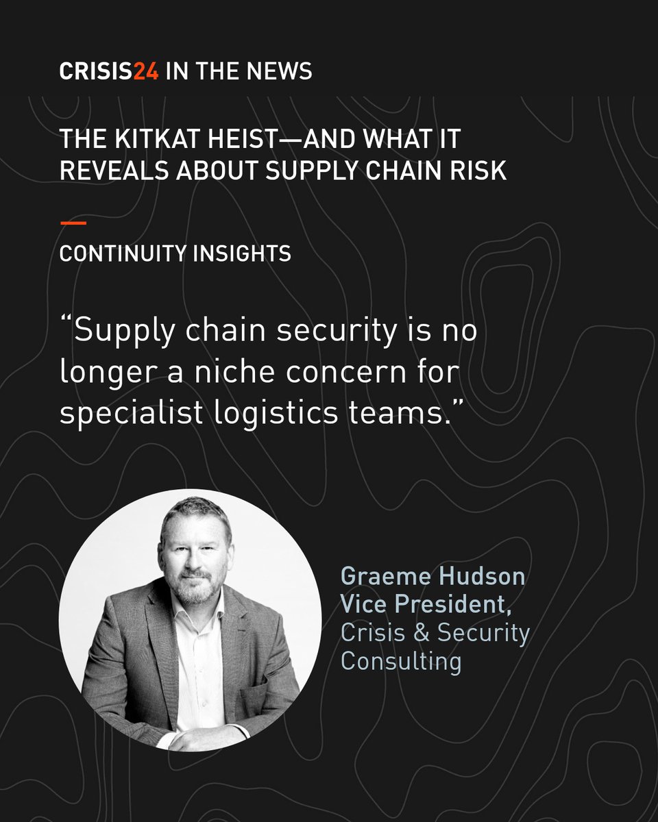 GardaWorldC24's tweet image. 400,000 KitKat bars stolen.

Not a stunt—a signal.

Food supply chains are increasingly targeted by organized crime as commodity values rise.

Read the full article on @ContinuityMag: ow.ly/MYRO50YLl13

#BusinessContinuity #Security #SupplyChain #RiskManagement