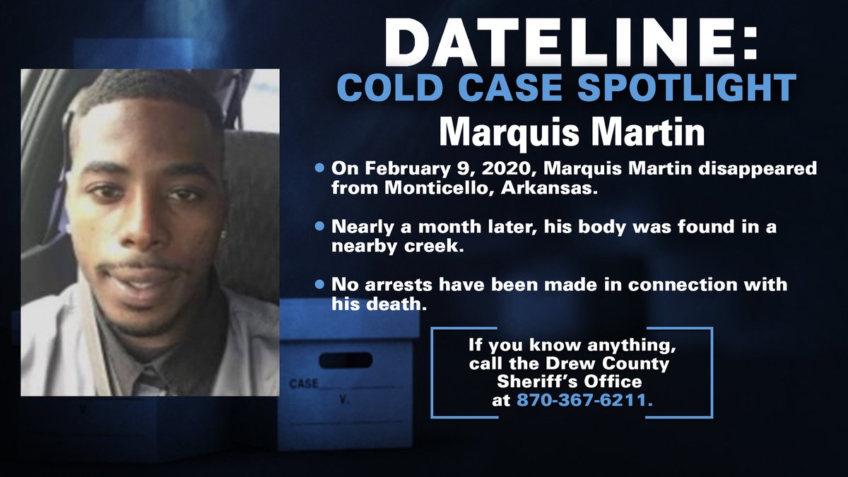 DatelineNBC's tweet image. “I just have to keep fighting,” Lakisha Williams told #Dateline about the unsolved homicide of her son, Marquis Martin, whose body was found six years ago in a creek near Monticello, Arkansas. #ColdCaseSpotlight
nbcnews.com/dateline/cold-…
