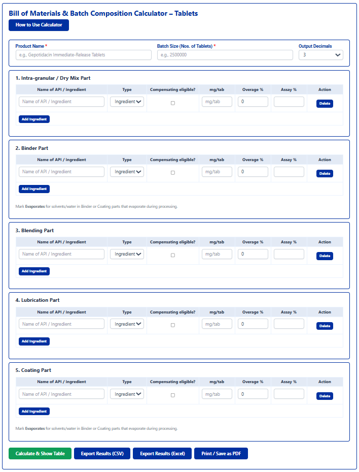 CakkMaggX's tweet image. 🧮Cakk Magg X is pleased to introduce online pharmaceutical calculator.

📊 Bill of Materials &amp;amp; Batch Composition Calculator – Tablets
🔗 cakkmaggx.com/bom-batch-comp…

#CakkMaggX #FormulationDevelopment #Tablets #Calculation #PharmaTools #Calculators #Pharma