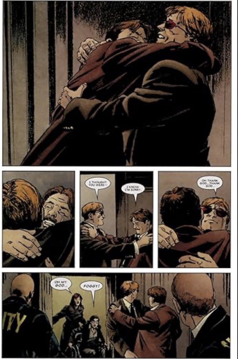 JusticeforFoggy's tweet photo. I want the comic plot of Foggy trying to break out of witness protection because he’s so worried about Matt. I mean this is their reunion, it’s TV gold and so easy to do. https://t.co/EKfsfNnScX