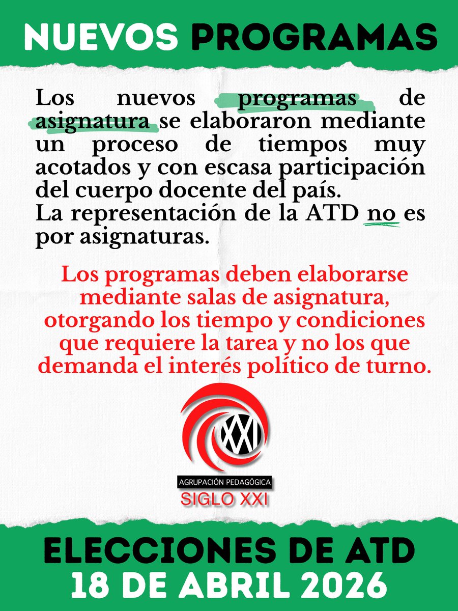 agrupapsigloXXI's tweet photo. Más de 20 años bregando por una Educación Pública estatal, autónoma y cogobernada. Un colectivo ajeno a cualquier compromiso político-partidario.

Mañana, sumate vos también.

#ATD2026 
#ATDSecundaria 
#AsambleaTécnicoDocente https://t.co/gCZwy4Js9F