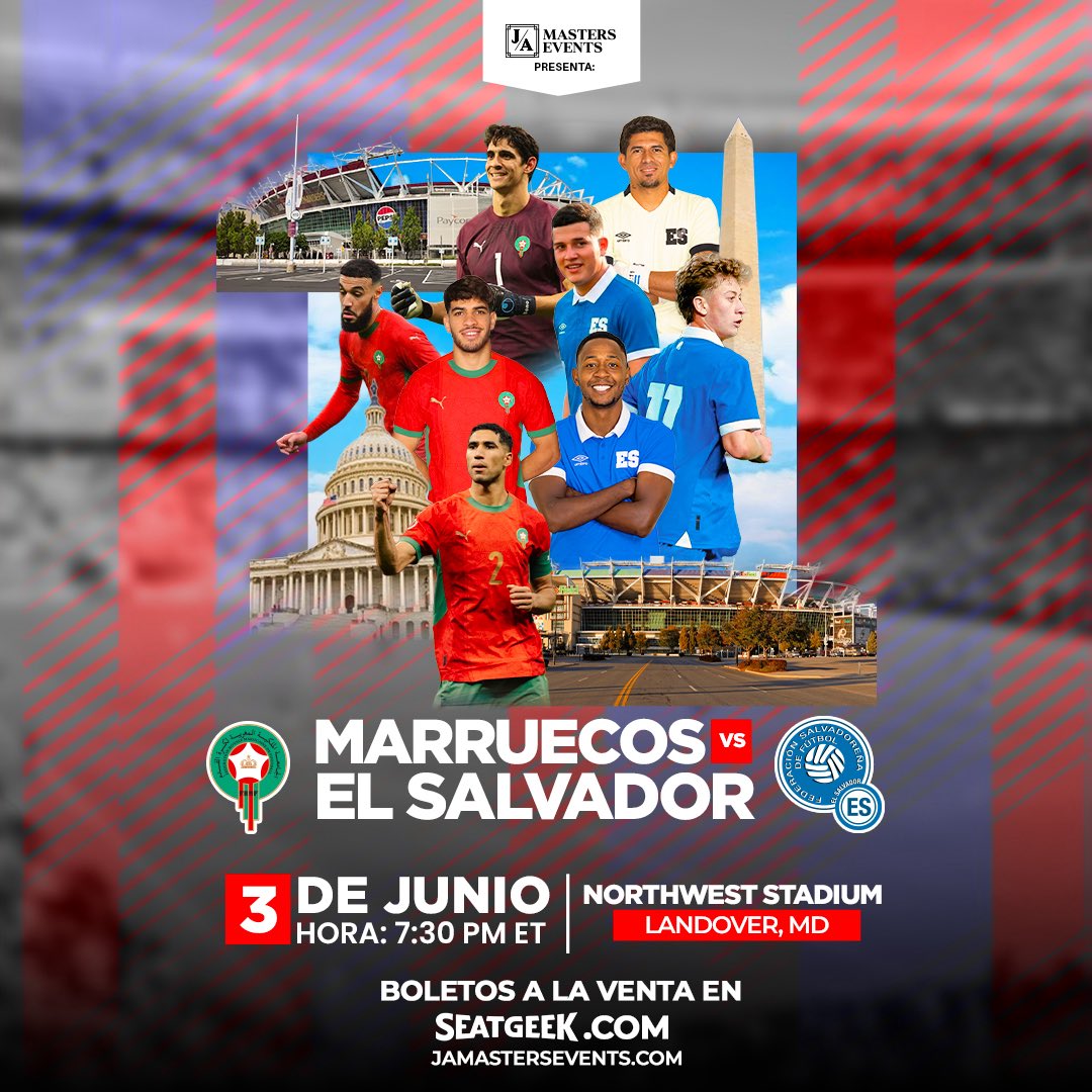 CONFIRMADO: El Salvador jugará ante Marruecos, el próximo 3 de junio, en el Northwest Stadium, en
Landover, Maryland, como parte de los compromisos a disputar en la próxima fecha FIFA.

Es, en definitiva, un compromiso de alto nivel que suma a nuestro proceso.