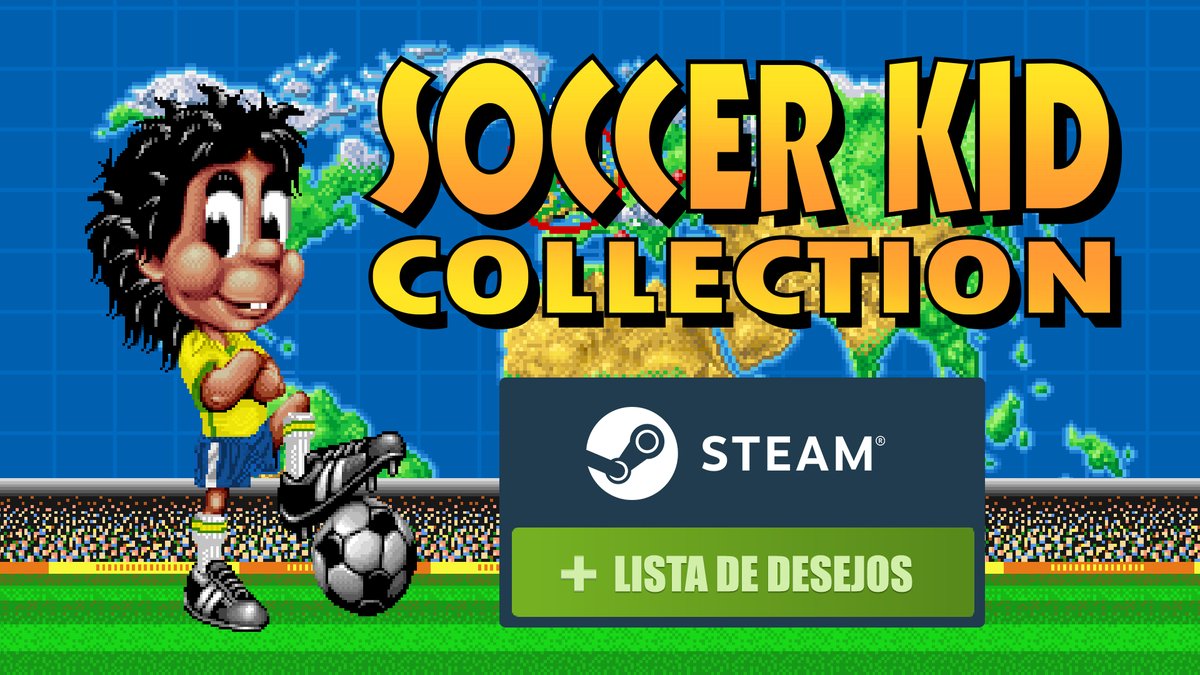 O "rolê aleatório" de hoje: 
Soccer Kid invadiu o campo mas tá diferente... 🧙‍♂️⚽
Se você sente saudade do futebol arte e de bater um bolão no SNES ou no DOS, Soccer Kid Collection chega este ano para PC e consoles!
A página do Steam já está em campo. Vai lá dar esse passe campeão