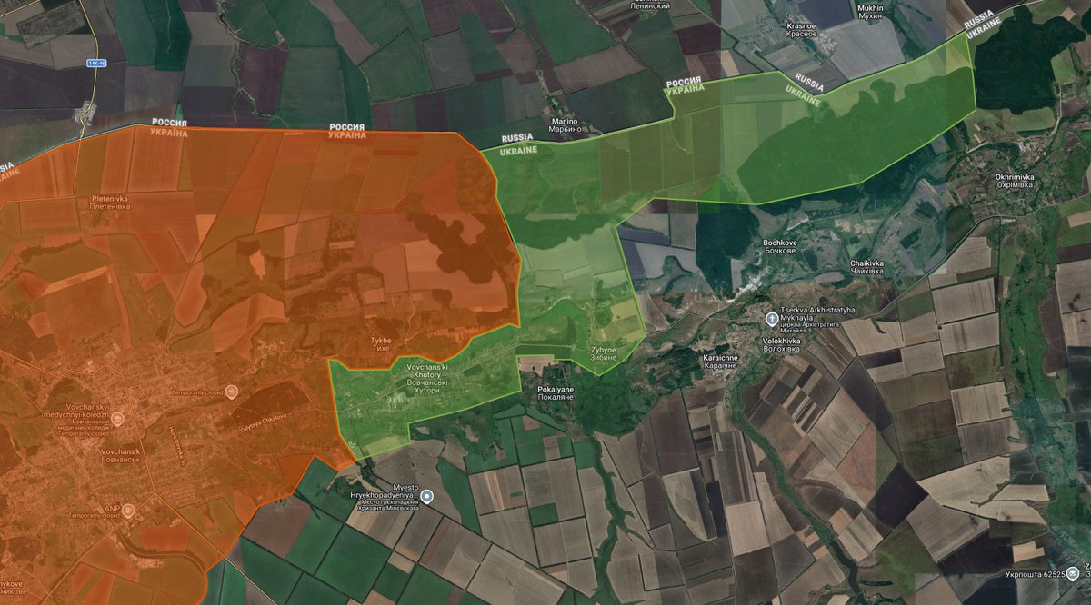 Kalibrated_Maps's tweet photo. Russian forces have advanced east of Vovchansk in the Kharkiv region. https://t.co/VdxD3ghQ4R