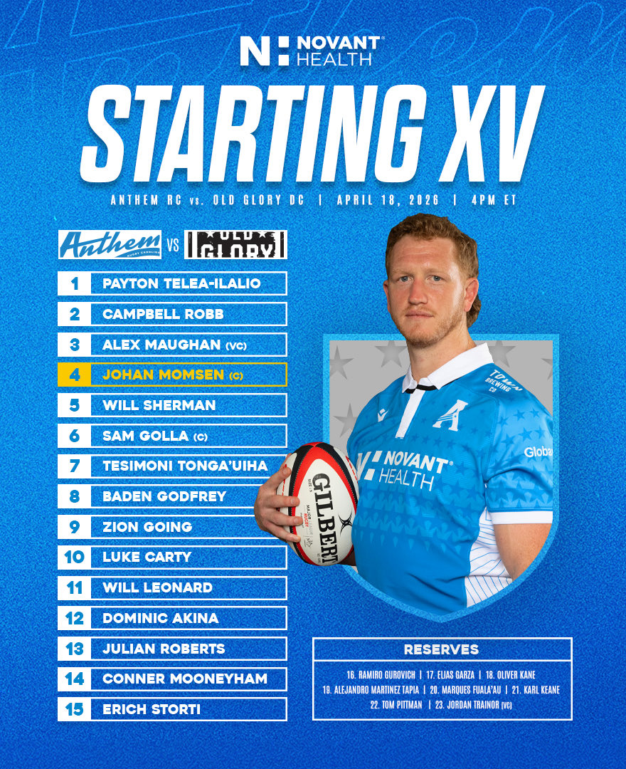 The team is set to take on <a href="/OldGloryDC/">Old Glory DC</a> 👀

📍American Legion Memorial Stadium 
⏰ 4 pm
🗓️ Saturday, April 18th 

#MLR2026 | #AnthemCountry | <a href="/usmlr/">Major League Rugby</a>