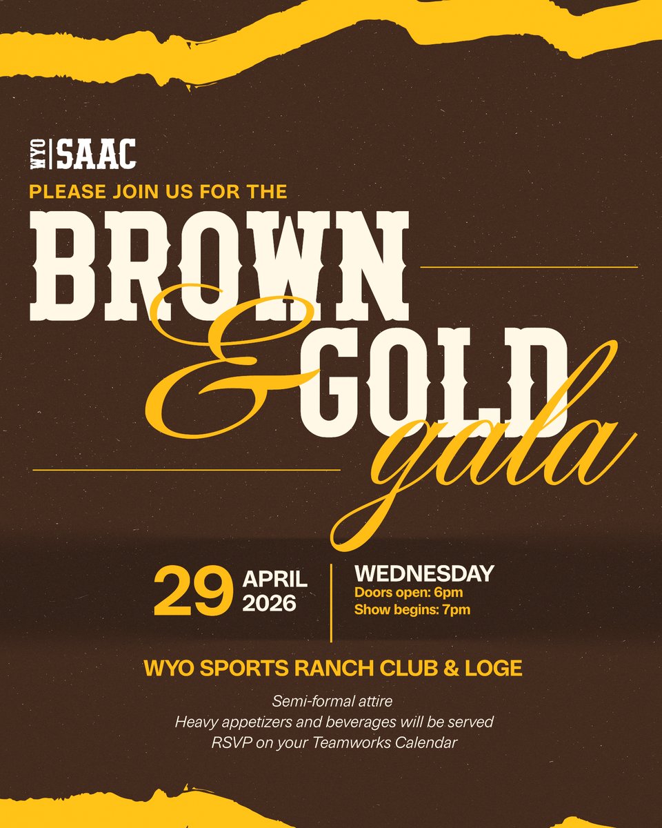 Excellence7220's tweet photo. The Brown &amp; Gold Gala brings together the Wyoming Athletics community for a night recognizing achievement, leadership, and impact.

Private event for Wyoming Athletics staff and student-athletes.

#WyomingAthletics #GoPokes #StudentAthletes #BrownAndGold #UWYO https://t.co/R6KDNIyk7y