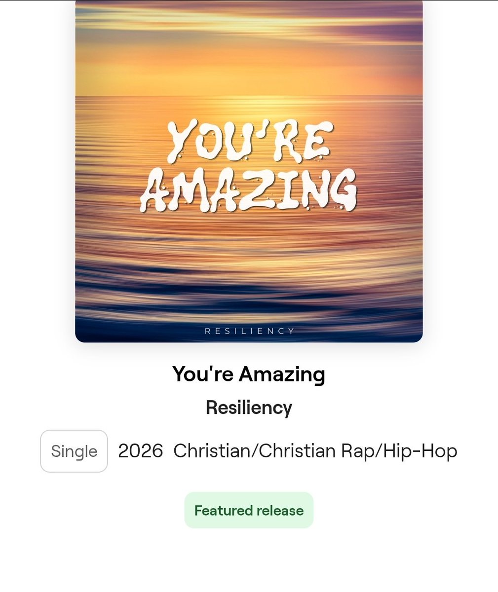iam_resiliency's tweet image. You can now pre-save You're Amazing on all music platforms, official drop is next Friday the 24th. #Resil #Resiliency #SubmitToGod #SubmissionToGod #CHH #GospelRap #Entrepreneur #IndieLabel #IndepentArtist #Artist #ChristianRap #BlessedAndGrateful