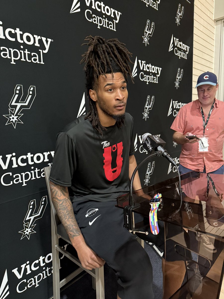 mattgzman's tweet image. #Spurs’ Stephon Castle on facing Deni Avdija: “He’s obviously the head of the snake for them … he’ll be a focal point for us.” #PorVida