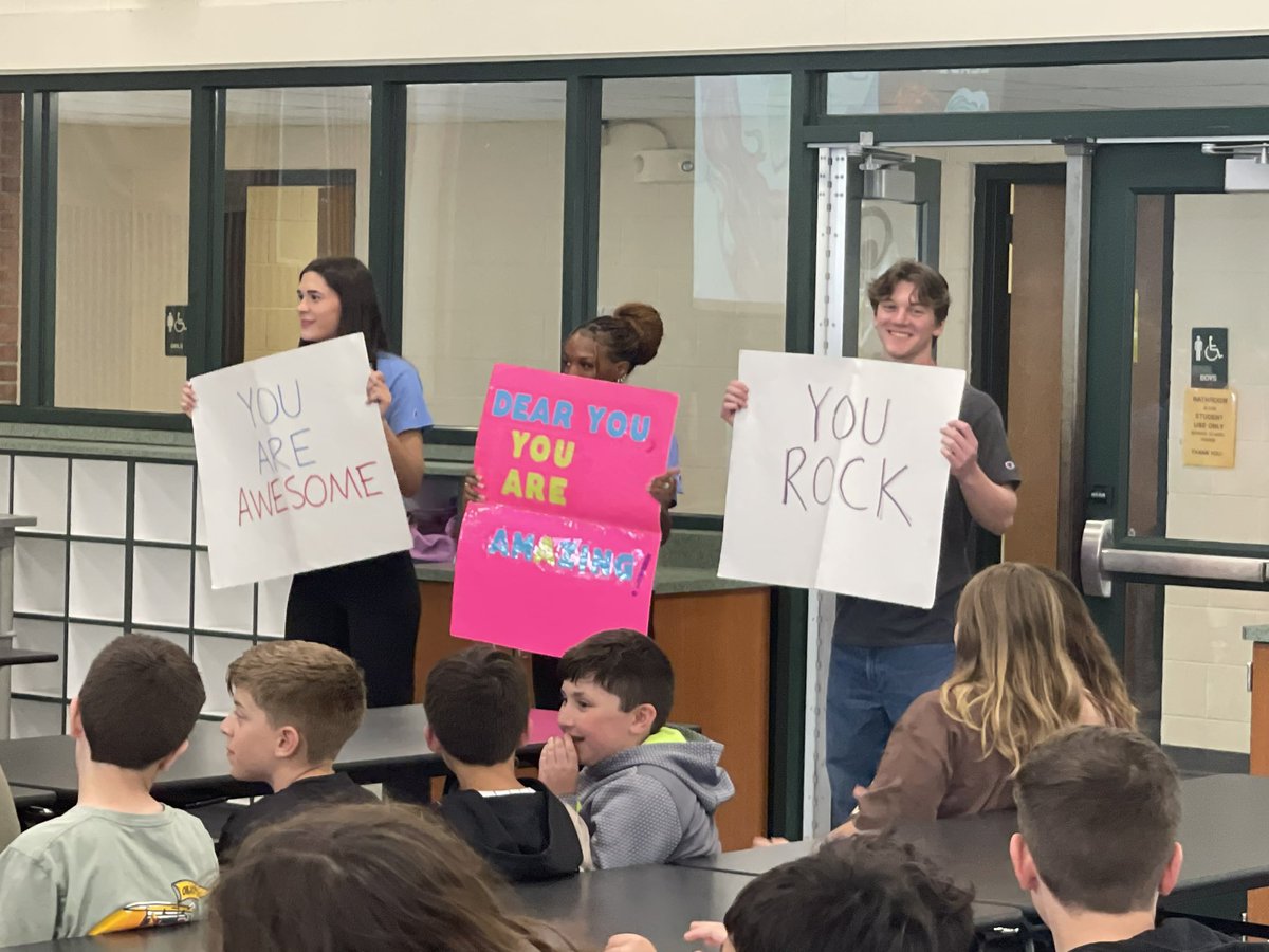 PtBoroSchools's tweet photo. Special thanks to @DrFrankRud &amp; the Stockton University students for visiting with our NB 5th graders, inspiring leadership, kindness, &amp; a positive school culture. Students learned what it means to “Be Epic” &amp; to strive to be the best version of themselves each day! #PantherPath https://t.co/fqZqnyLU3h