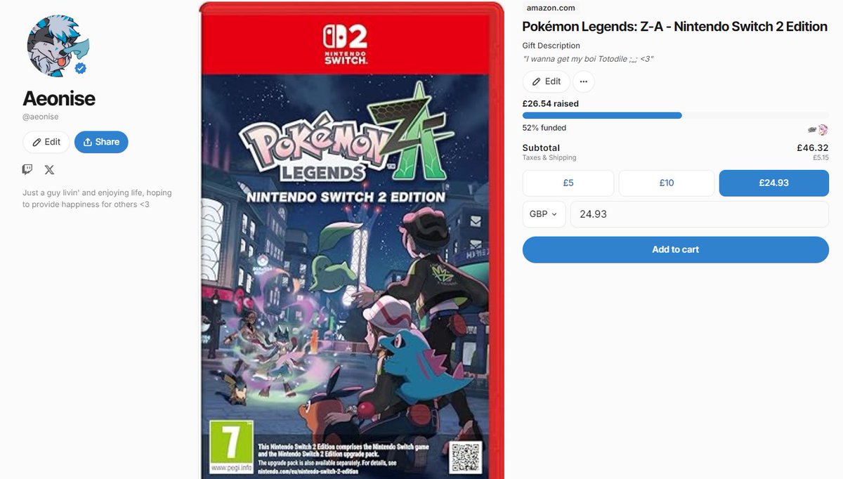 The fact we're at 52%, it's shot up so fast!  Thank you guys so much for the support; I know I say it a bunch but y'all are special! I love all of you (platonically) forever! I genuinely can't wait to shiny hunt, you'll be sick of seeing my tweets😭💙🩶
throne.com/aeonise