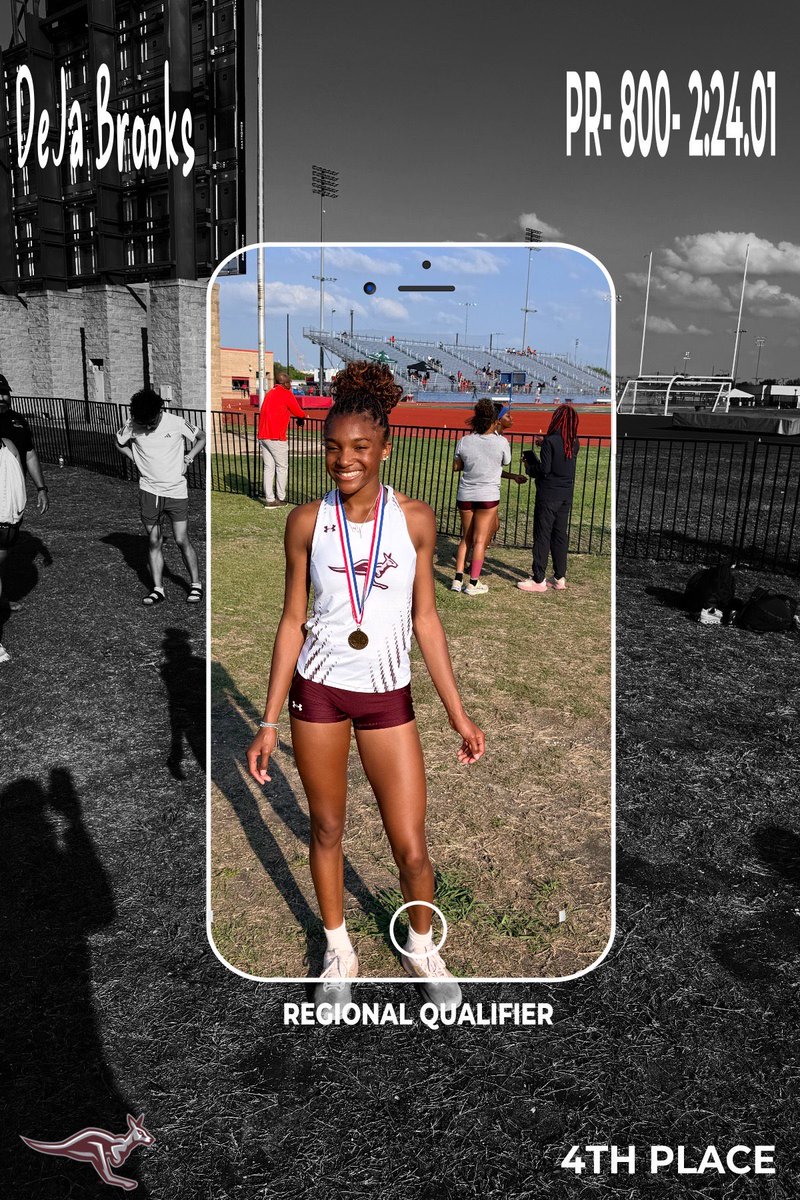 DeJaBrooks28's tweet photo. Another PR to advance from area to regional in the 800m! Grateful for the opportunity to compete against some new and talented girls. #IcanDoAllThingsThroughChrist #trackandfield #800runner https://t.co/EoxnbLnUiN