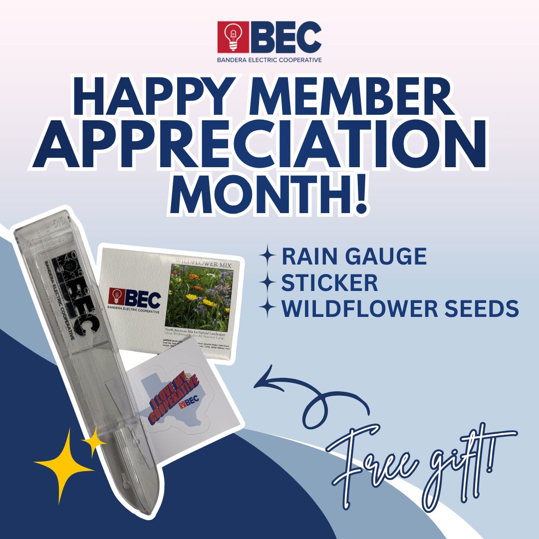 🌸🌼 Don’t forget! April is Member Appreciation Month! 

As a member-owned cooperative, everything we do is powered by you—and we’re grateful for your continued support. Be sure to stop by any BEC office this April to pick up your member gift! 💙