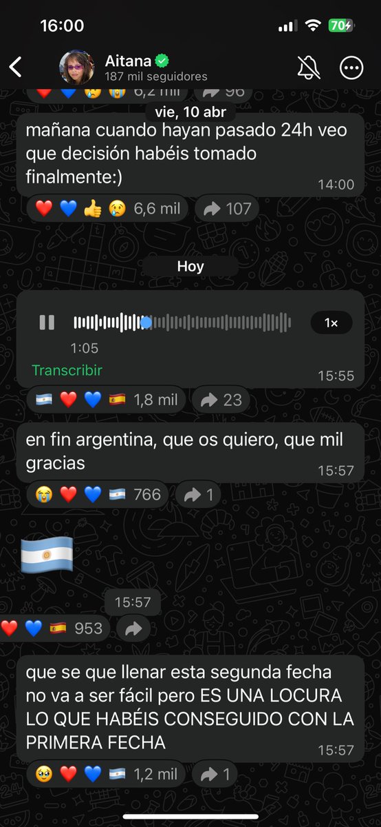 un audio entero de aitana hablando sobre shows en buenos aires q se yo ella ama argentina y argentina la ama a ella
