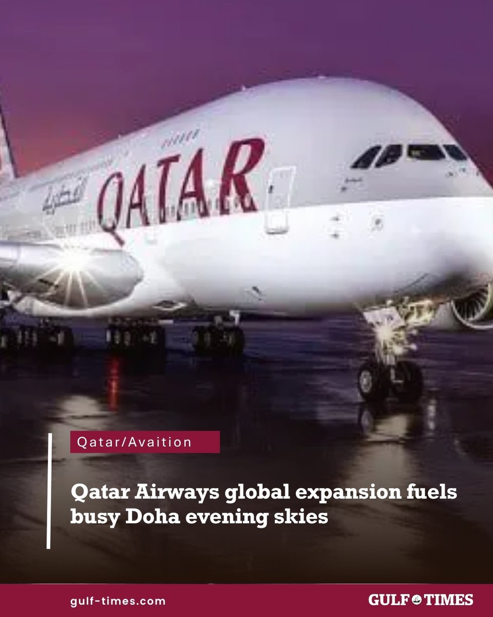 GulfTimes_QATAR's tweet image. Rush hour in #Doha as the evening #departure wave builds momentum, with aircraft streaming out of Hamad International Airport toward global destinations, according to @flightradar24 .

The surge comes as @qatarairways  announced a major summer #networkexpansion, confirming