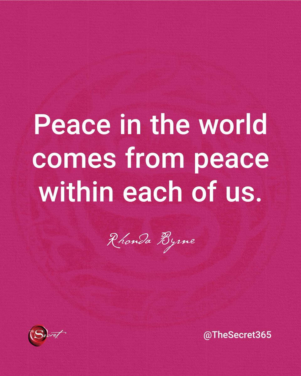 thesecret's tweet image. World peace begins with inner peace. Drop a 👍 if you agree.

"Peace in the world comes from peace within each of us."

#RhondaByrne #TheSecret #lawofattraction #loa #visualization #manifestation #askbelievereceive