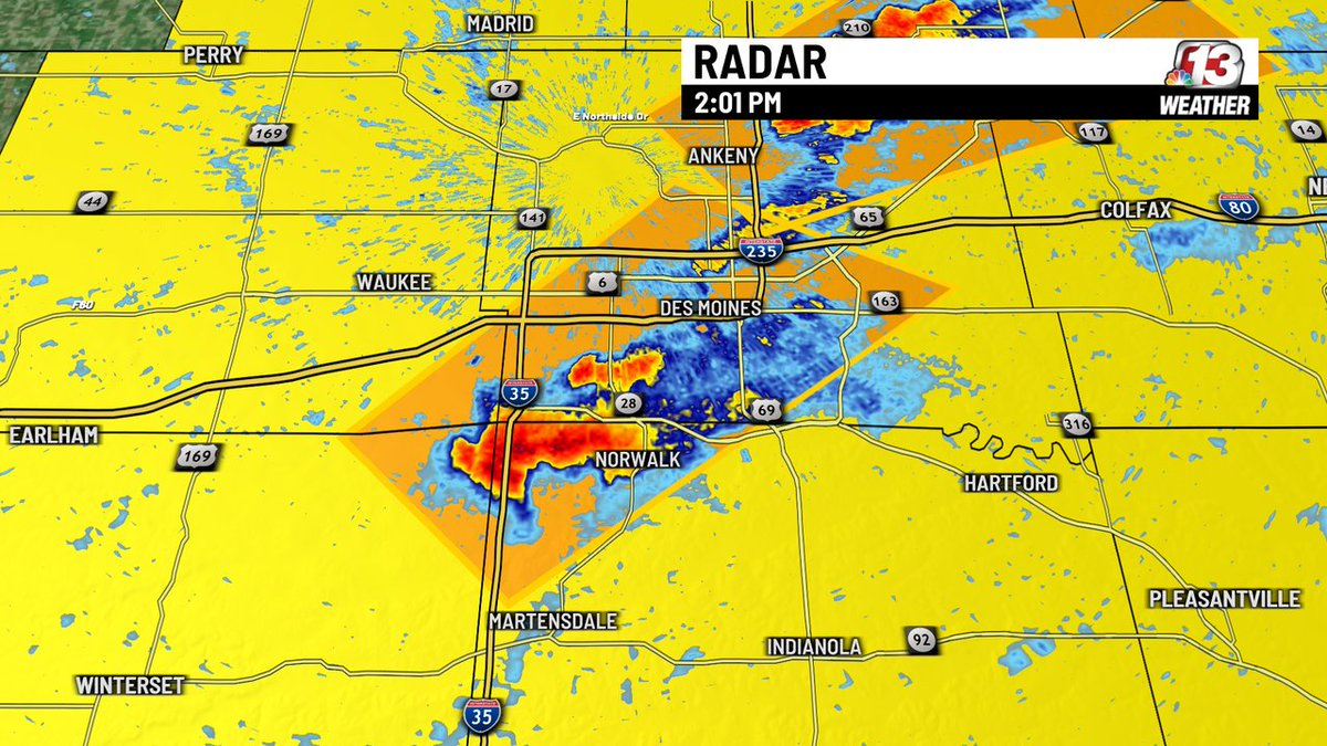 A Severe Thunderstorm Warning has been issued for parts of Polk, Warren, Dallas, Madison county until Apr 17 2:30PM. Seek shelter until this storm has passed. #IAwx