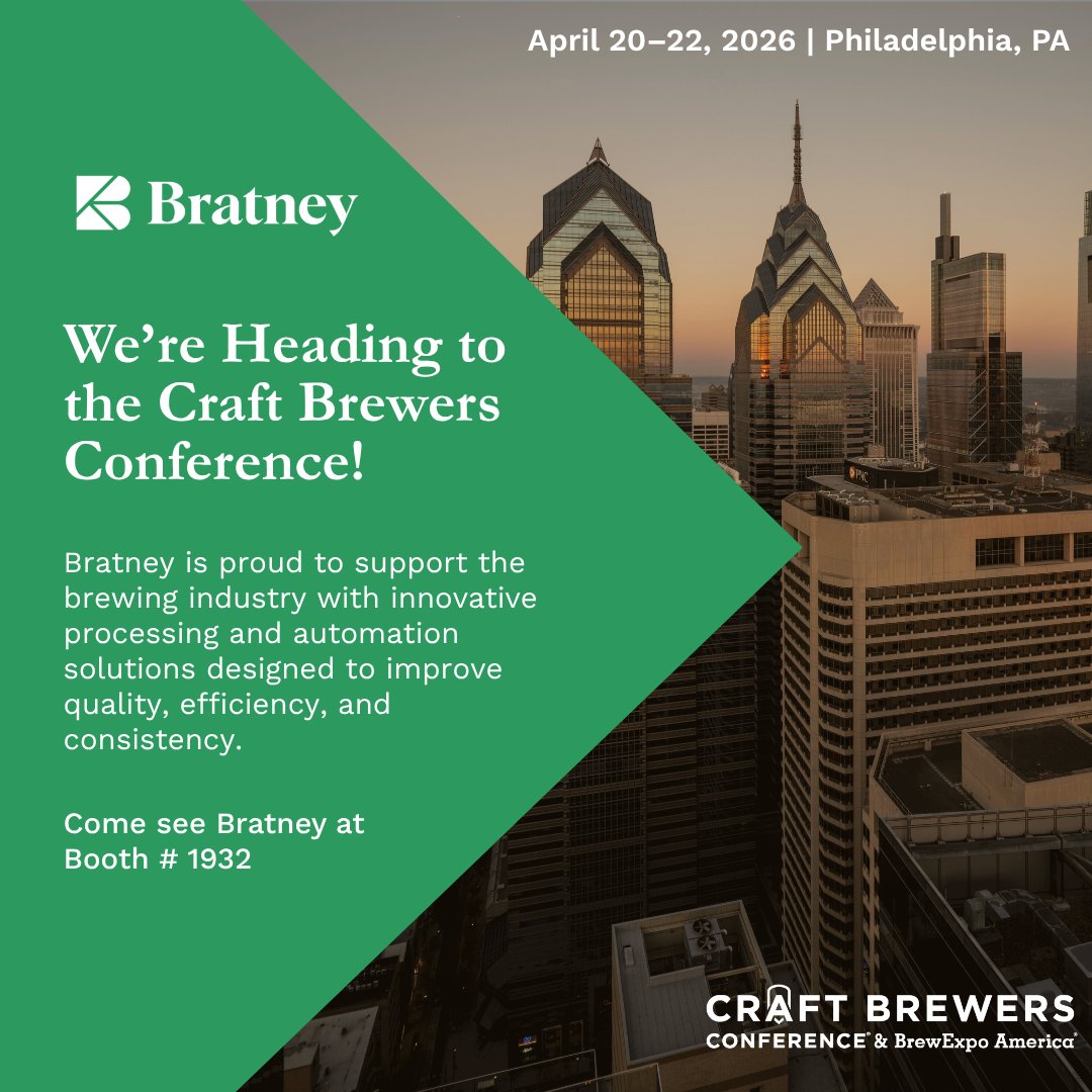 We’re headed to #CBC2026 in Philly!

Bratney helps optimize grain handling systems to improve efficiency, quality &amp; consistency - from grain in to grain out.
📍 Booth #1932

 #CraftBrewersConference #Brewing