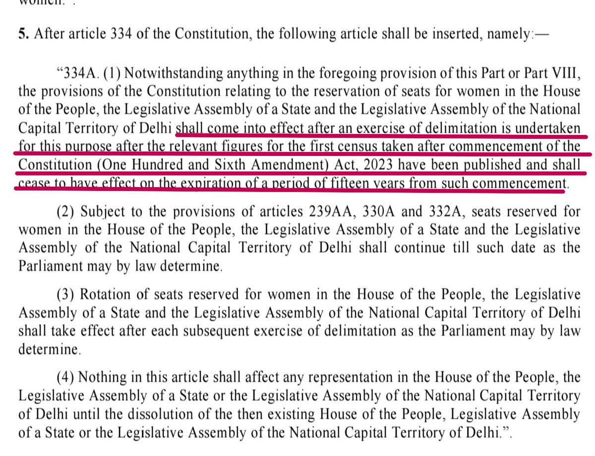 Chap is so clueless ... 

The Constitutional Amendment, 2023 clearly stated  Women reservation will be based on first census after bill passage

In this session, Govt tried changing it to 2011 census which Opposition didnt want

Wilfully oblisvious of discussion for past 2 days