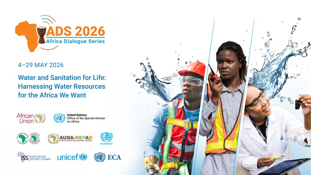 UNOSAA1's tweet image. 🗓️ Save the date!

📣 The #AfricaDialogueSeries kicks off in May!

Join us for a month of critical discussions on the theme:
🚰“#Water and #Sanitation for Life: Harnessing water resources for the #Africa we want.”

➡️ More info: un.org/osaa/ads

#ADS2026 #Agenda2063 #SDG6