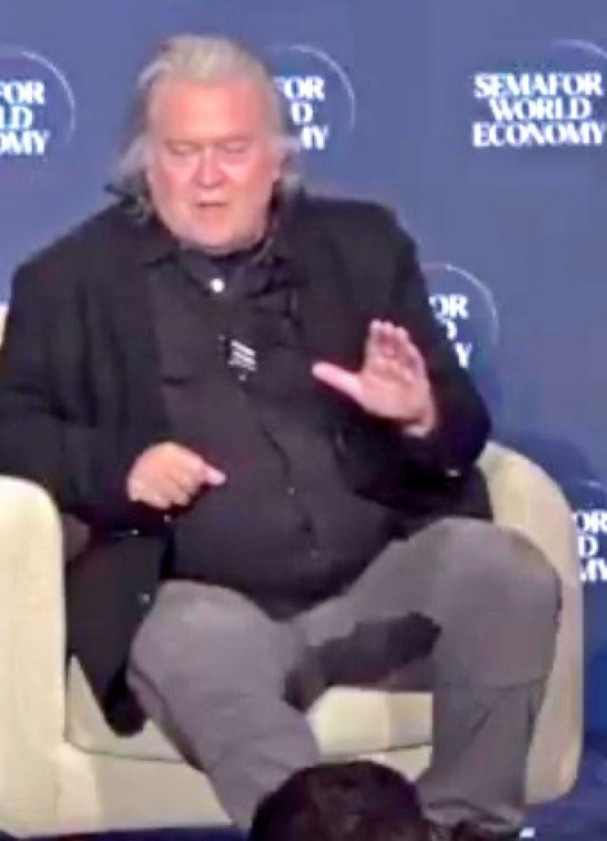 Bannon pissing himself on stage at the Semafor World Economy is pretty much the perfect encapsulation of the PedoFash International