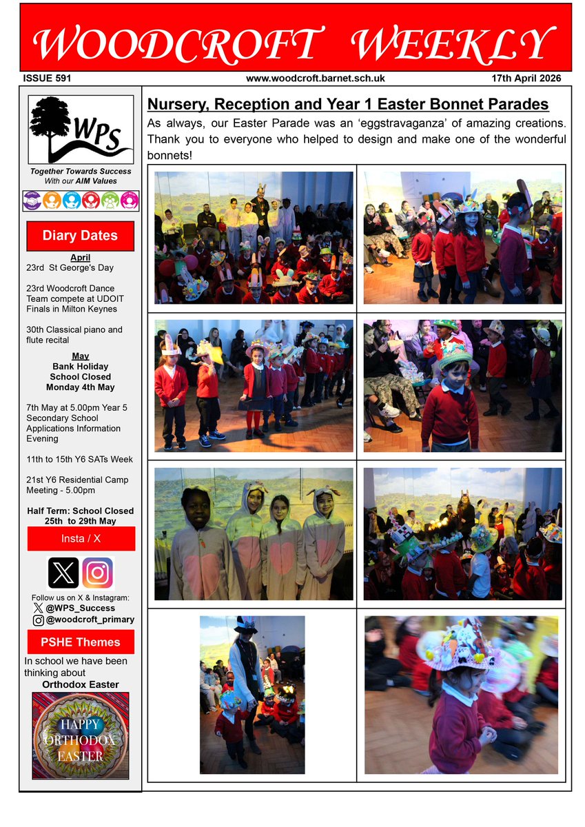 WPS_Success's tweet photo. In Woodcroft Weekly issue 591 we looked back at some of our Easter activities and begin thinking ahead to a busy summer schedule. https://t.co/CgsObVNCFg