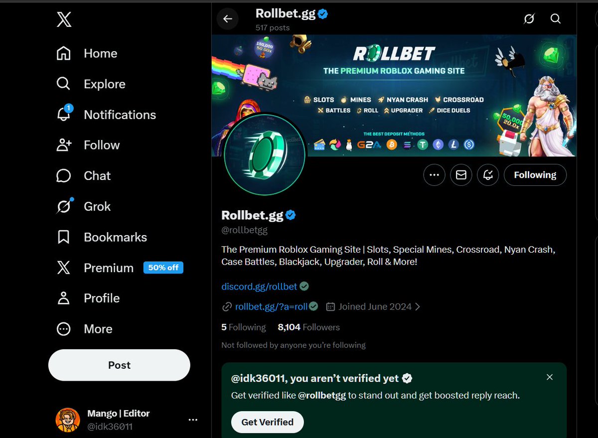 idk36011's tweet photo. @rollbetgg https://t.co/KVFraJ3MNP