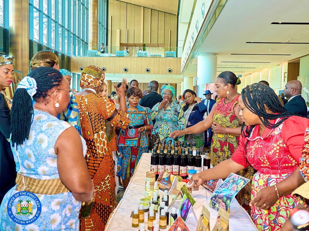 JohnMarah11's tweet image. The First Lady, Dr. Fatima Maada Bio, standing alongside esteemed sister First Ladies in Gabon, participated in the launch of the National #BuildingResilience Campaign.