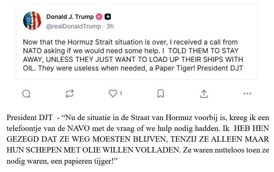 If you think you can piggyback at low costs being a member of NATO, then you have to realize there’s a steadfast man called Donald J. Trump to tell you cristal clear you’re wrong.

#DutchiesForTrump 🙂