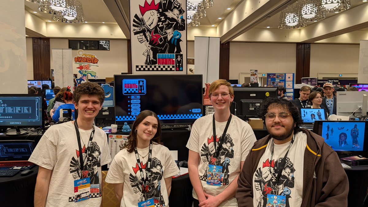 NCgameDev's tweet photo. Some faces of Level Up... Great to see alumni from the industry come out to support the teams! and  some of the 1st and 2nd year students who came up from Niagara... https://t.co/mt9MChgX8y