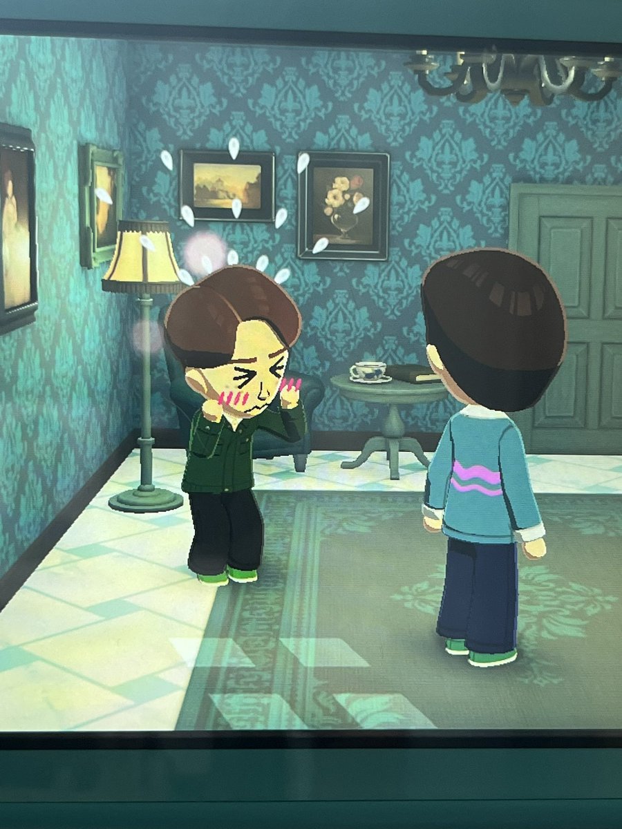 Trinqet_'s tweet photo. My Oscar mii has a crush on George and I’m trying to get them together but every time I put Oscar near him he runs away in fear https://t.co/58pxPZTmZk