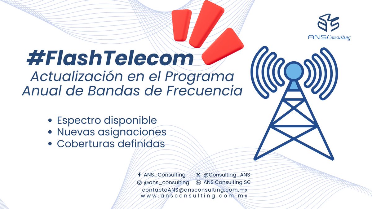 Consulting_ANS's tweet image. 🚨 #FlashTelecom
Se publica la modificación al Programa de Uso y Aprovechamiento de Bandas de Frecuencia 2026.
Define espectro disponible, modalidades de asignación y servicios asociados.
⚠️ Relevante para concesionarios y autorizados.
📖 dof.gob.mx/nota_detalle.p…