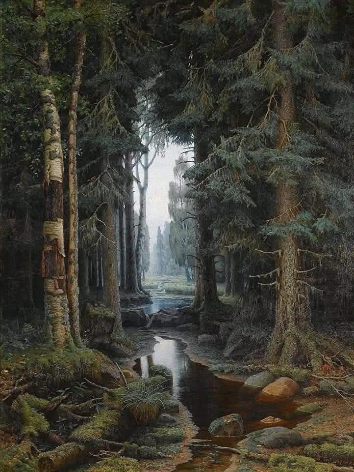 angelicaio81153's tweet image. Great  master artists 

Forest Stream , 1880 

Vladimir Archipovich Bondarenko ( 1866 - 1900 ) ,  Ukrainian / Russian master artist 
Exceptional Romantic Realism Art 
#artwork #forest #landscape #oilpainting