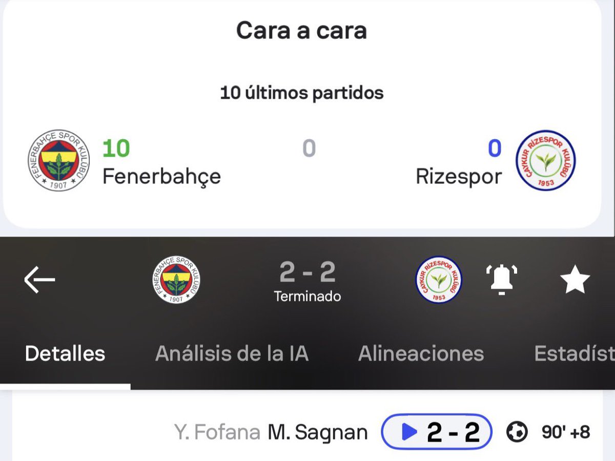 😳 Fenerbahce hoy:

- Jugaba con un rival al que le ganó las últimas 10 VECES

- Le echaron uno al rival al 72’

- Ganando hoy quedaban PRIMEROS

*se lo empatan al 90+8’*

La pecheada del Fenerbahce más grande siempre es la que está por venir