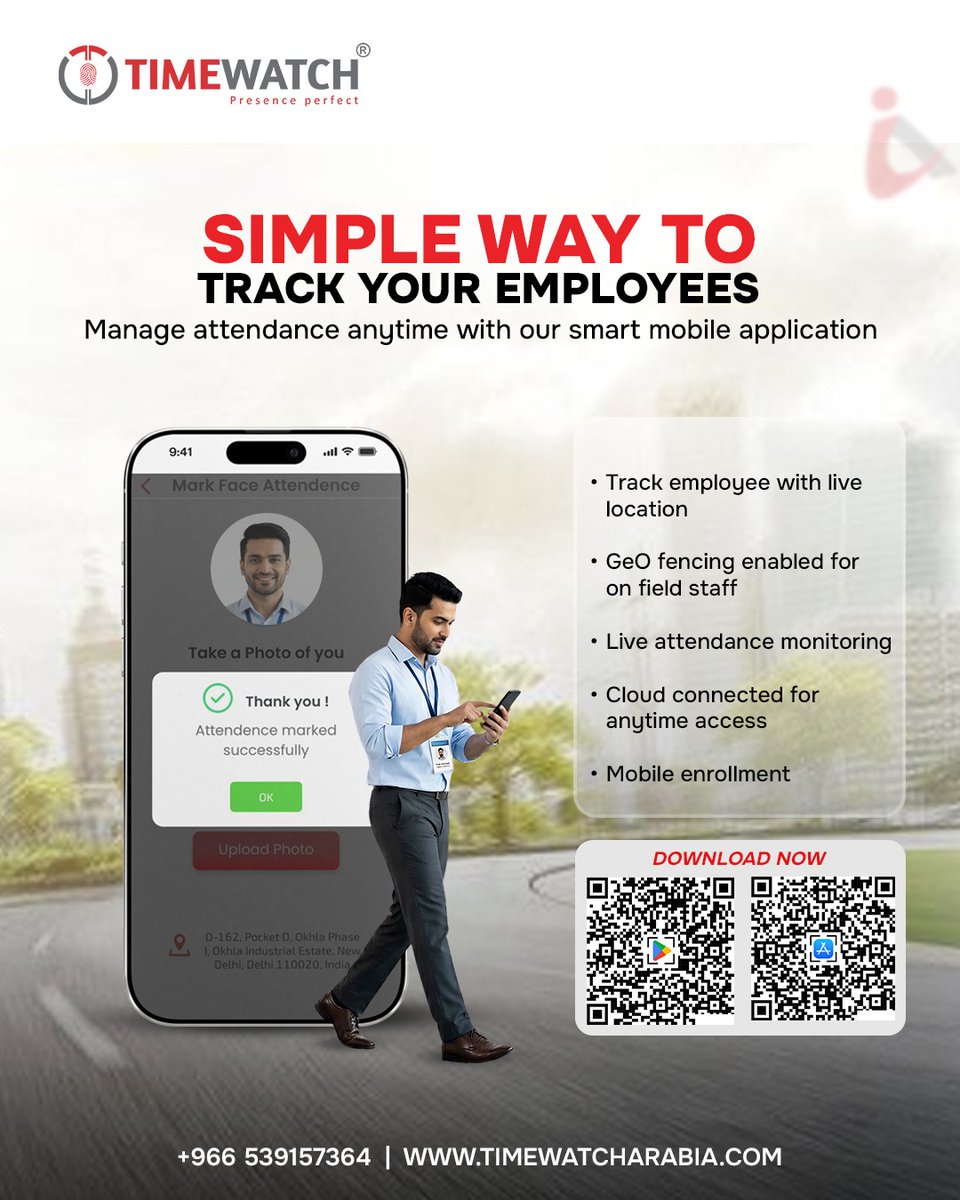 TimewatchArabia's tweet image. Manage your workforce smarter, not harder.
With TimeWatch, tracking employee attendance has never been this simple and efficient.
Download now and experience the future of employee management.
#EmployeeTracking #AttendanceSystem #HRTech #BusinessSolutions #WorkSmart #Productivity