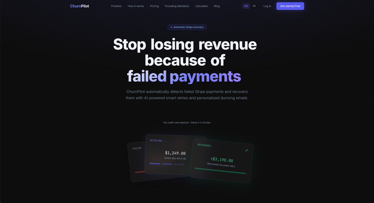 ChurnPilot's tweet photo. @Papito_192 A way for Saas owners to reduce involuntary churn ! 
Check it out at https://t.co/00zVLm88cb https://t.co/vyIOHN6Fwl