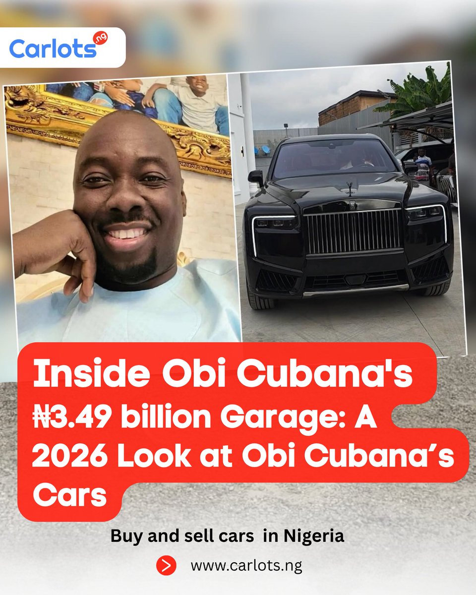 carlots_ng's tweet image. Inside Obi Cubana’s ₦3.49 Billion Garage

This is not just cars… this is status, power, and success on wheels.

From luxury to pure dominance — every ride tells a story.
2026 is looking different

Which one are you picking? 👇

#ObiCubana #LuxuryCars #BillionaireLifestyle
