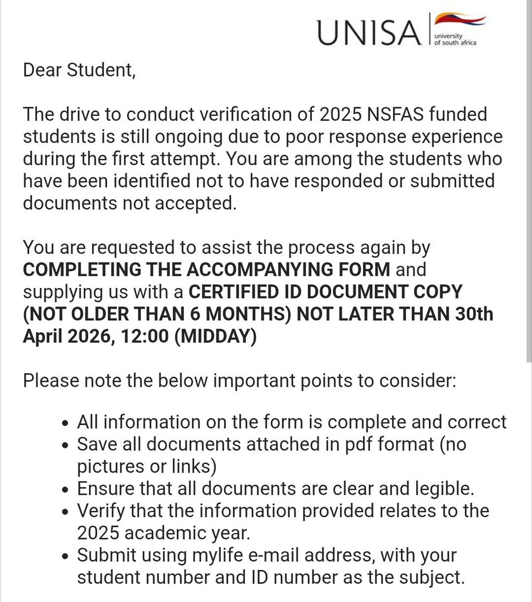 SPL44560438's tweet photo. @myNSFAS hi I would like to know if this email from unisa is legit and if we should submit the forms or is it a scam? https://t.co/nOPvAv0Qxf