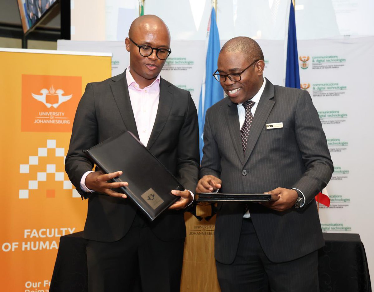 SollyMalatsi's tweet photo. Today, we  formalised a strategic partnership between the University of Johannesburg and @CommsZA under the UNESCO Chair Initiative.

This collaboration is about shaping a digital future that is inclusive, representative, and grounded in African realities. It brings together government and academia to advance research, inform policy, and drive innovation in areas such as digital inclusion, cultural representation, and the responsible development of emerging technologies.

Importantly, this agreement lays the foundation for practical programmes that will address the digital divide, strengthen internet governance, and contribute to the broader goal of a decolonised digital ecosystem in Africa.

Through this partnership, we are not only contributing to global discourse, but ensuring that Africa actively shapes its own digital destiny.