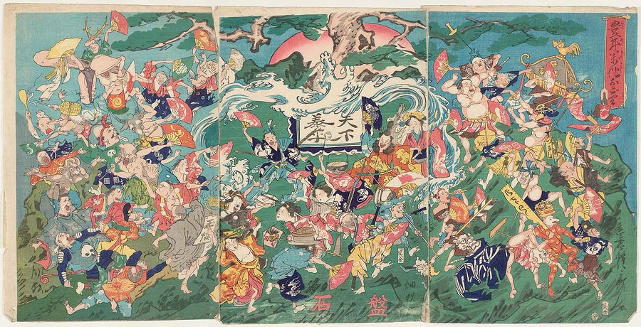 Dance of the Harvest Festival, by Kawanabe Kyosai, 1865