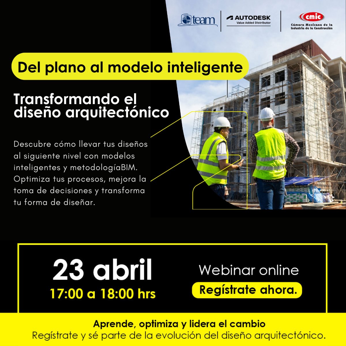 🏗️✨ Da el siguiente paso hacia el diseño inteligente
Segunda conferencia del ciclo BIM: transforma tu diseño arquitectónico con modelos inteligentes, optimiza procesos y mejora la toma de decisiones.
📅 23 de abril
⏰ 17:00 a 18:00 h
🔗 Regístrate: forms.gle/qq1C8CUjN47CTu…