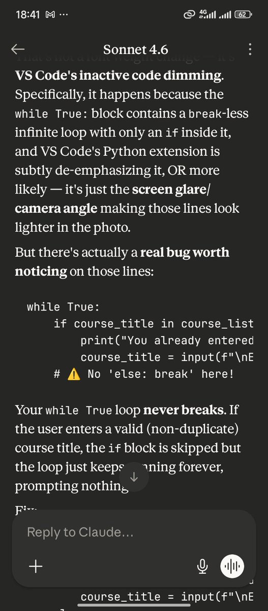 gloria_41888's tweet photo. Just completed a CGPA calculator with  Python.
While coding, I encountered VS Code “inactive code dimming” — I was confused at first, unsure whether it was an error or an issue with my editor 
Project is on my GitHub:
https://t.co/anzNXgXDe2⁠�
#Python #Coding #Programming https://t.co/ge7g5Q8XLO