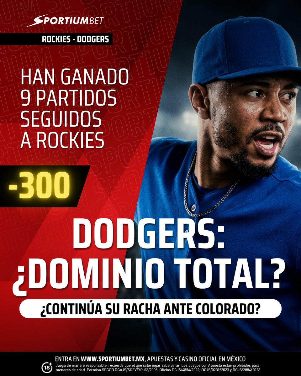 SportiumBetMX's tweet image. 🔥 Nueve al hilo… y quieren más.

Los Dodgers llegan encendidos y con dominio reciente sobre Colorado… pero en el diamante nada está escrito.

¿Se mantiene la racha o hay sorpresa? 👀

Entra al link en nuestra bio y arma tu jugada para este duelo ⚾🔥

#MLB #Dodger #Beisbol