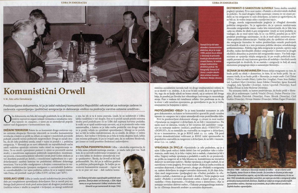 hudajama1945's tweet image. KOMUNISTIČNI ORWELL

NADZOROVANI SLOVENCI V TUJINI 
EMIGRACIJA POD PARTIJSKIM NADZOROM

Navodila #TomažaErtla za spremljanje politične emigracije in seznam najnevarnejših

Predstavljamo dokumenta, ki ju je izdal nekdanji komunistični Republiški sekretariat za notranje zadeve in