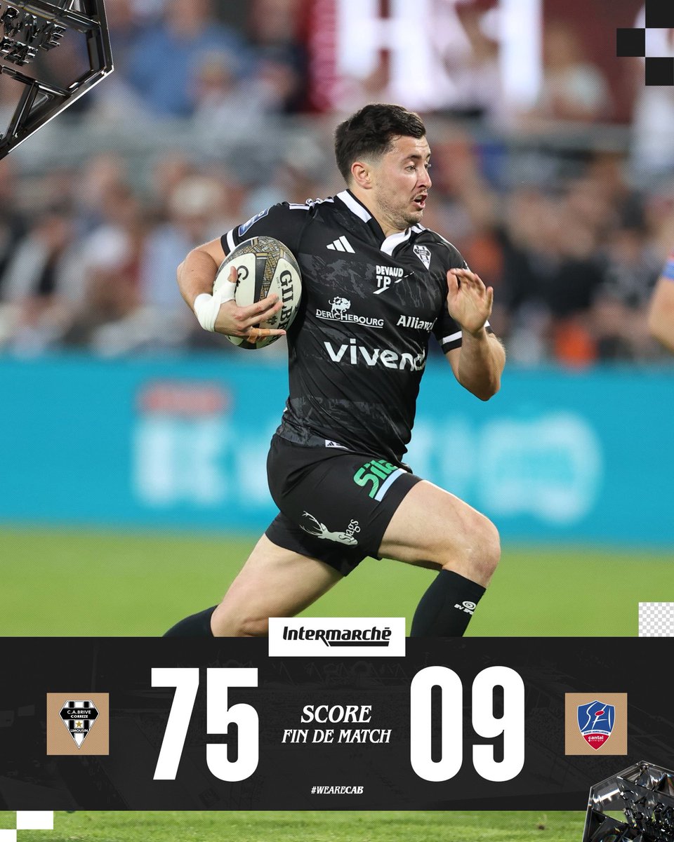 Les Noir &amp; Blanc s’imposent au Stadium de Brive avec le bonus offensif ! Quel performance dans l’histoire des derby avec un record de points 🙌

Vous étiez nombreux, merci à tous 🫶