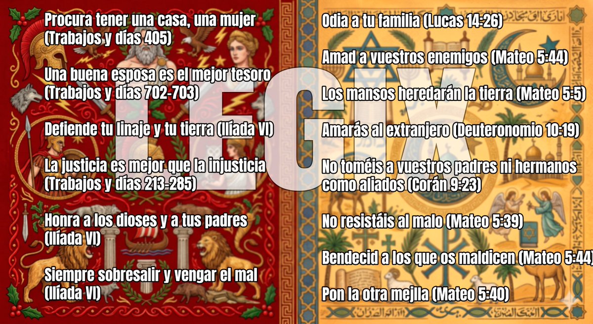 ESTOS son los AUTÉNTICOS VALORES del POLITEÍSMO FRENTE a los DEGENERADOS "MANDAMIENTOS" ABRAHÁMICOS

SUMISIÓN, TRAICIÓN A LA PATRIA Y ABOLICIÓN DE LA FAMILIA

Que vuelvan los valores abrahámicos al desierto del que nunca debieron salir