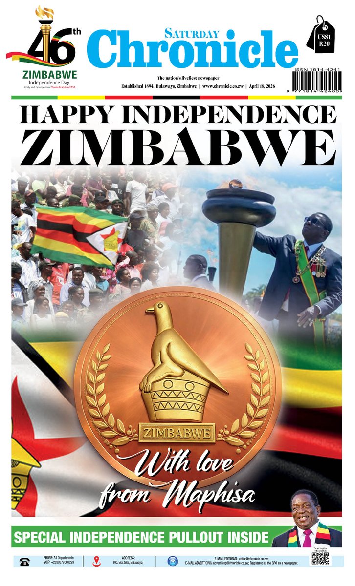ChronicleZim's tweet image. Happy Independence Day, Zimbabwe.

April 18 is more than a date — it’s a reminder of a journey that began in 1980 and continues today.

As we commemorate our independence, we honour the sacrifices that brought freedom and reflect on the path ahead.

#IndependenceDay #Zim46 🇿🇼