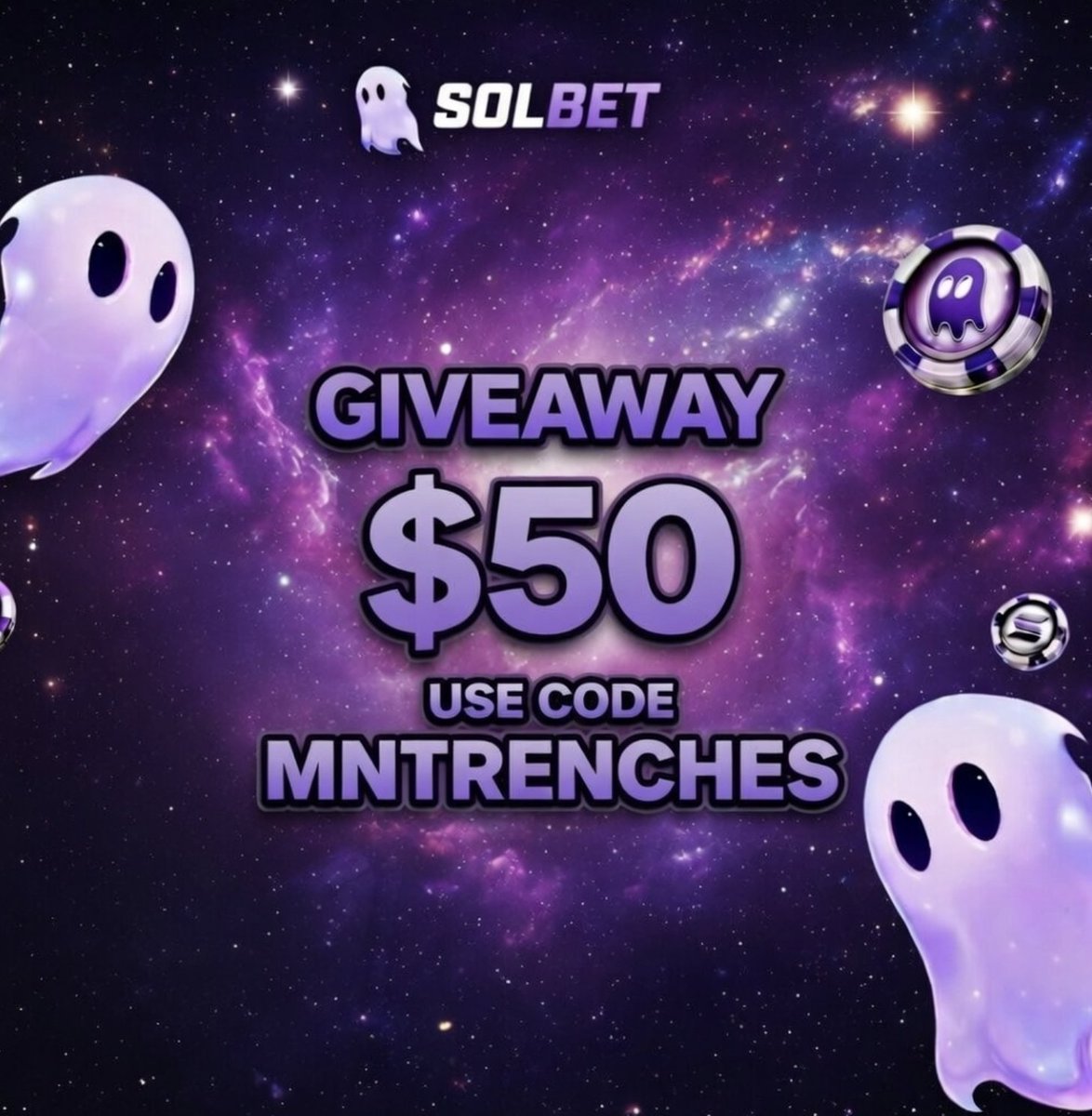Excited to announce my new partnership with <a href="/solbetio/">Solbet.io</a> 

$50 Voucher Giveaway

•Like, Rt, Drop Solana address
• Signup on Solbet using code "MNTRENCHES"

Sign up solbet.io/r/MNTRENCHES

Picking winner in 48 hours