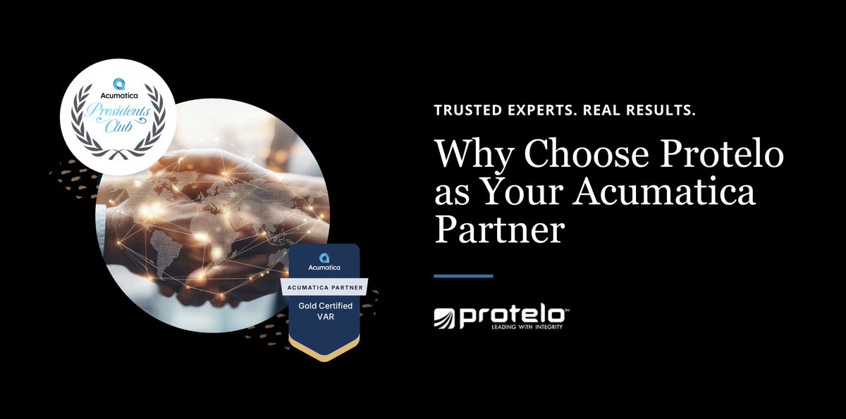 protelo_inc's tweet photo. At Protelo, we don’t just implement #Acumatica—we become a trusted extension of your team. See what sets us apart:
https://t.co/OYou7ap9Dx

✔ Tailored solutions built around your business
✔ Direct access to experienced consultants
✔ 500+ customers supported with 400,000+ hours of expertise

From evaluation to implementation and beyond, we’re with you every step of the way.
#clouderp #acumaticapartner #acumaticaexperts
