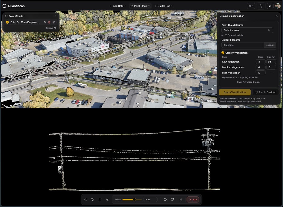 jrisingj's tweet photo. If anyone is looking for a completely FREE tool for point cloud viewing, classification tools, ground control reporting, contours and surface models, and many more, you should check out @quantiscan . At one point we were going to monetize it, but decided it should be free. https://t.co/pk647Lkpwj